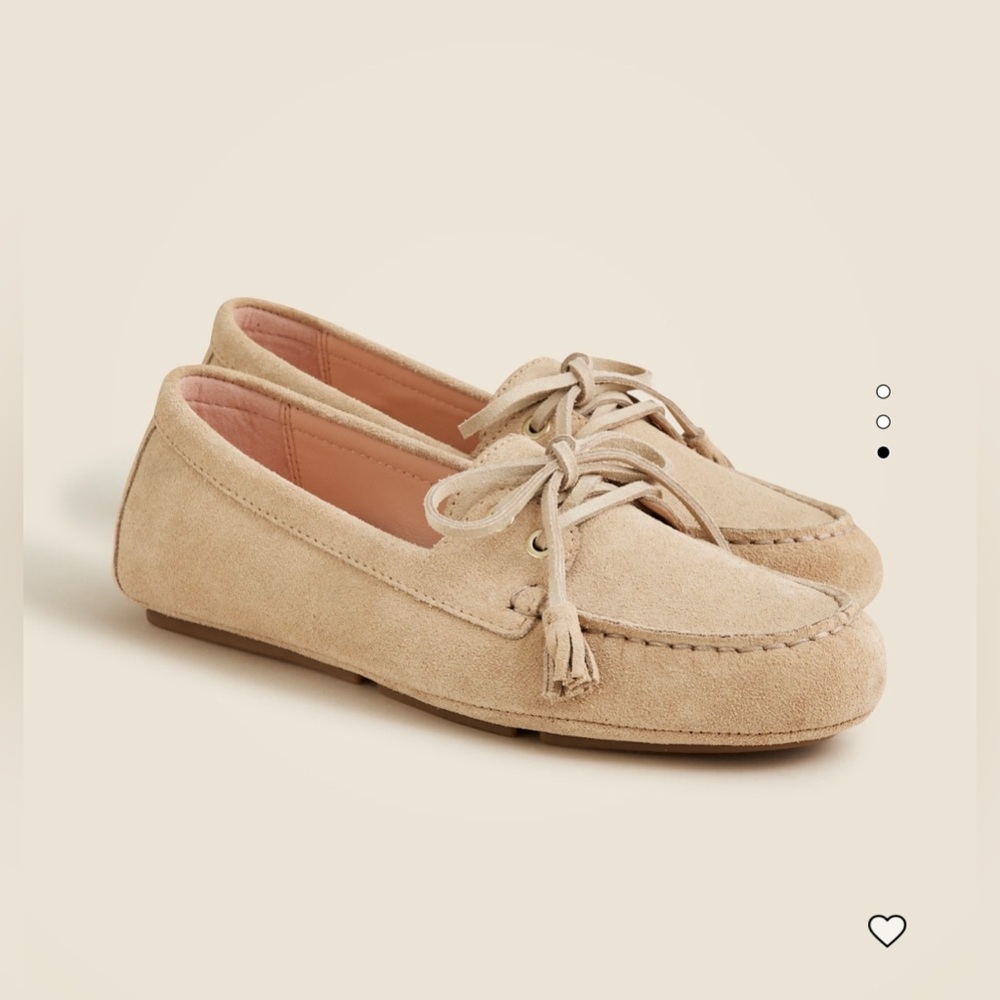 J.Crew Driving Loafers in Light Khaki Tan Leather Suede, Size 8